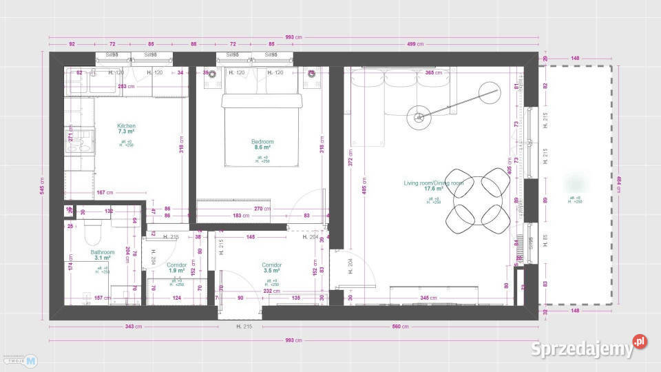 Ogłoszenie mieszkanie 42m2 2 pokoje Kielce