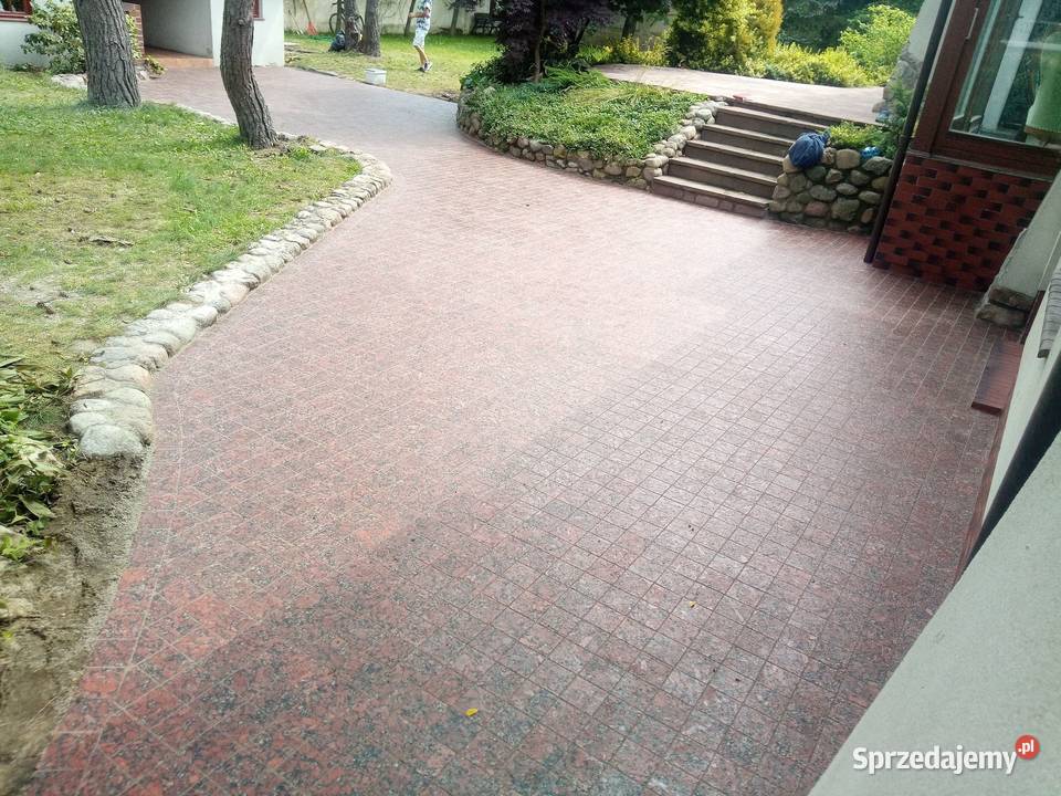 Czerwona kostka Brukowa Granitowa cięta