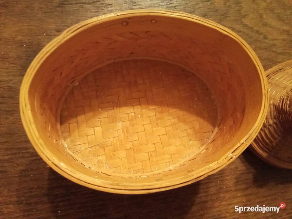 Stary wiklinowy pojemnik z kaczką Vintage Rękodzieło