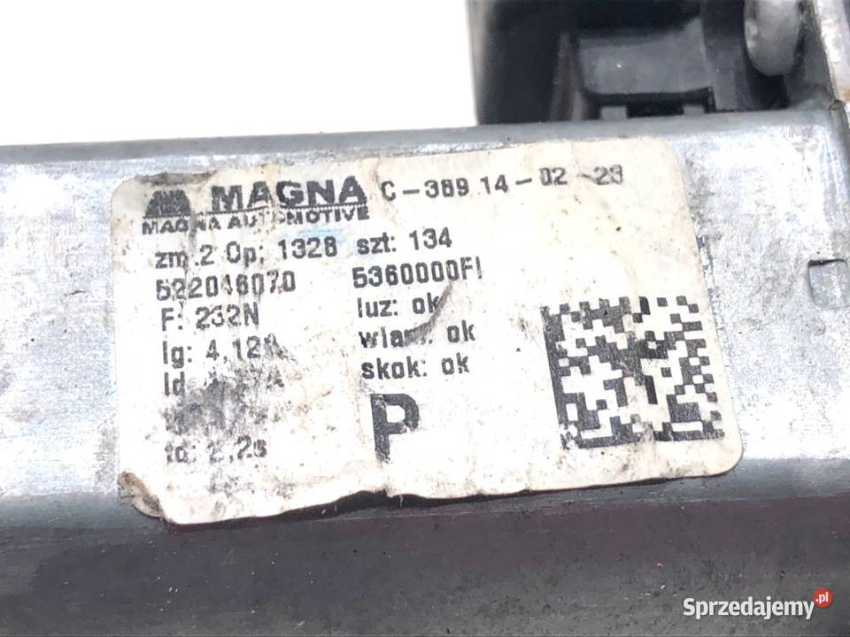 PODNOŚNIK SZYBY PRAWY PRZÓD FIAT 500 522046070 Mechanizmy opuszczania szyb podkarpackie