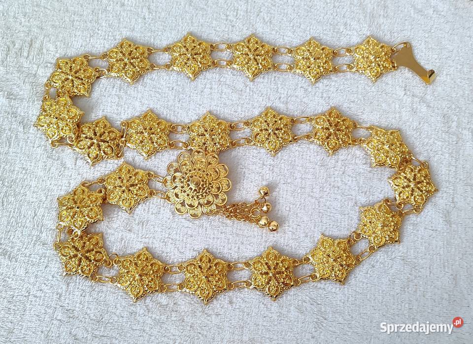 Orientalny metalowy pas pasek złoty kolor Szczecin