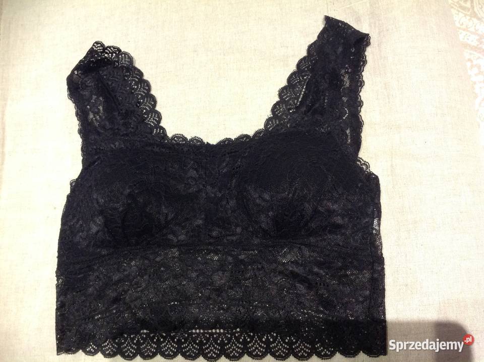 Crop Top Biustonosz Czarny Koronka M miseczka C