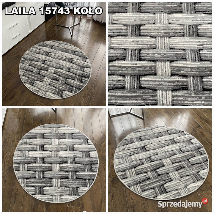 OKRĄGŁY DYWAN 100X100 GĘSTY WŁOS LAILA 15743 1m Białystok