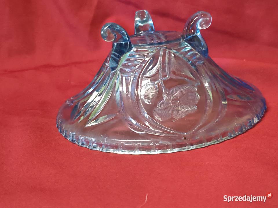 Secesyjna patera szklana na nóżkach szkło Porcelana i szkło Chorzew