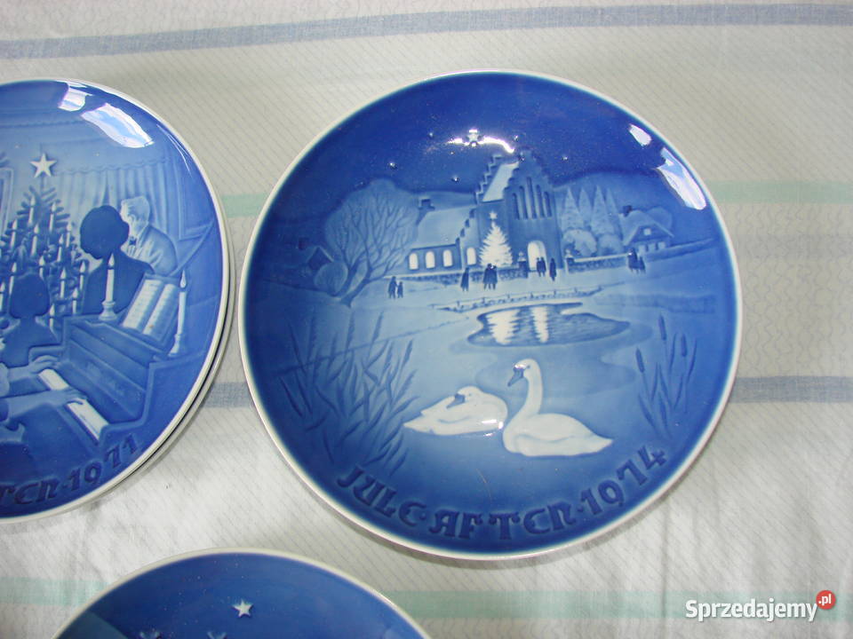 BG kobaltowe talerze świąteczne Pruszcz Gdański