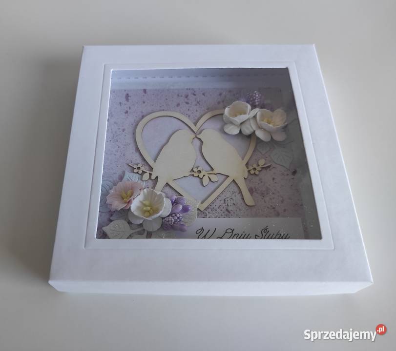 Kartka ręcznie robiona na ślub z pudełeczkiem Łódź