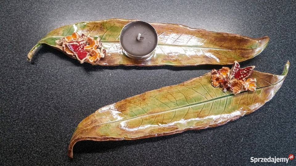 podłużne liście ceramiczne motyl i kwiaty wielokolorowy