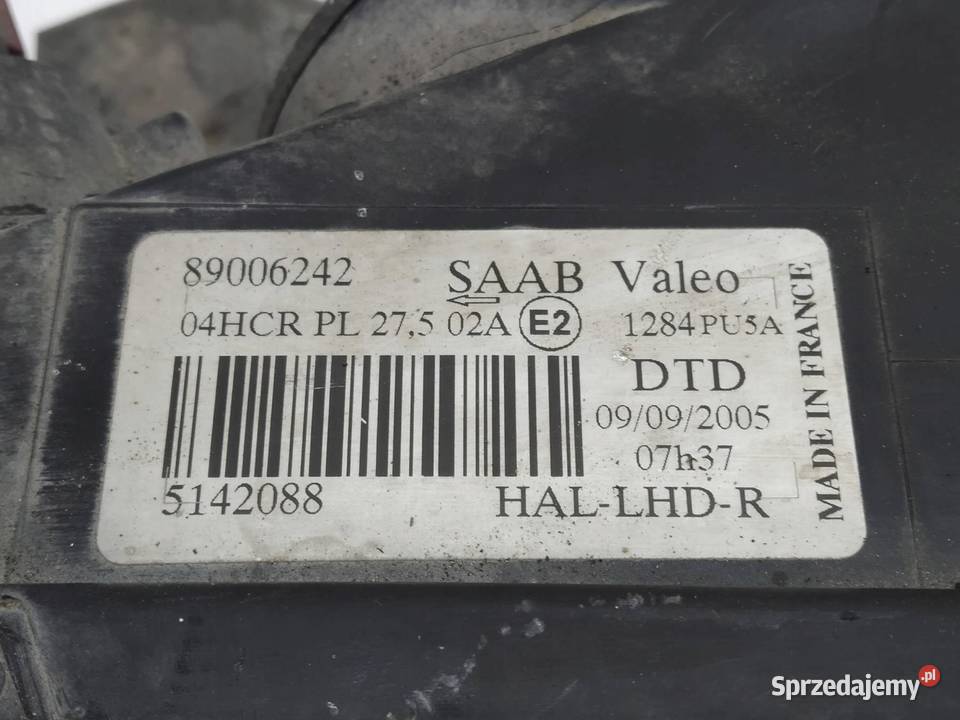 LAMPA PRZÓD PRAWA EUROPA 5142088 Saab 95 I