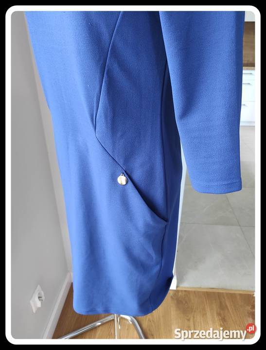 Szachownica granatowa sukienka 40 L z Płock