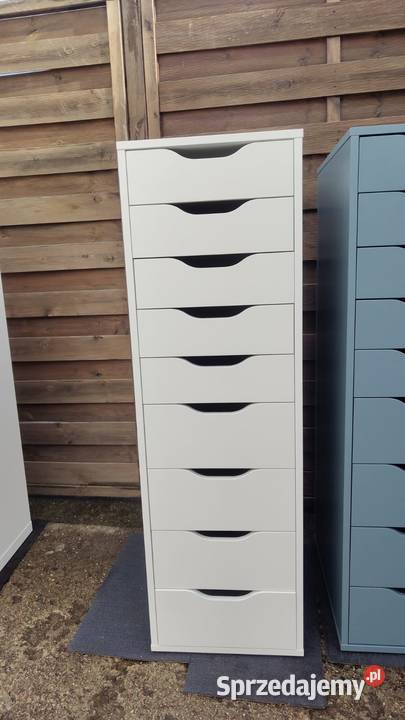 Komoda IKEA Alex wysoka szaroniebieska biała Komody Warszawa