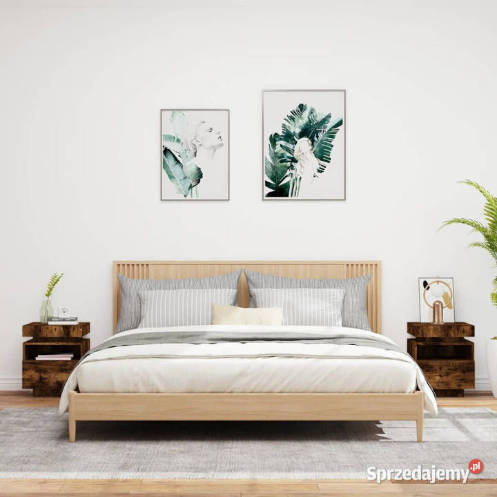 Szafki nocne z LED 2 przydymiony dąb 40x39x485 mazowieckie Warszawa