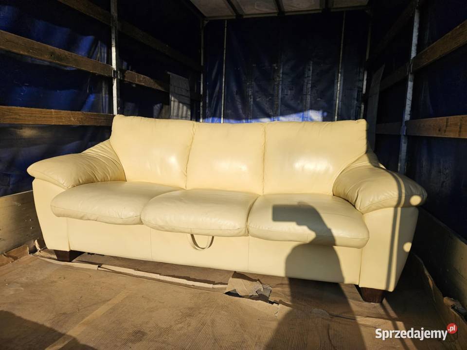 Skórzana beżowakremowa Sofa kanapa łóżko 1500cm kujawsko-pomorskie
