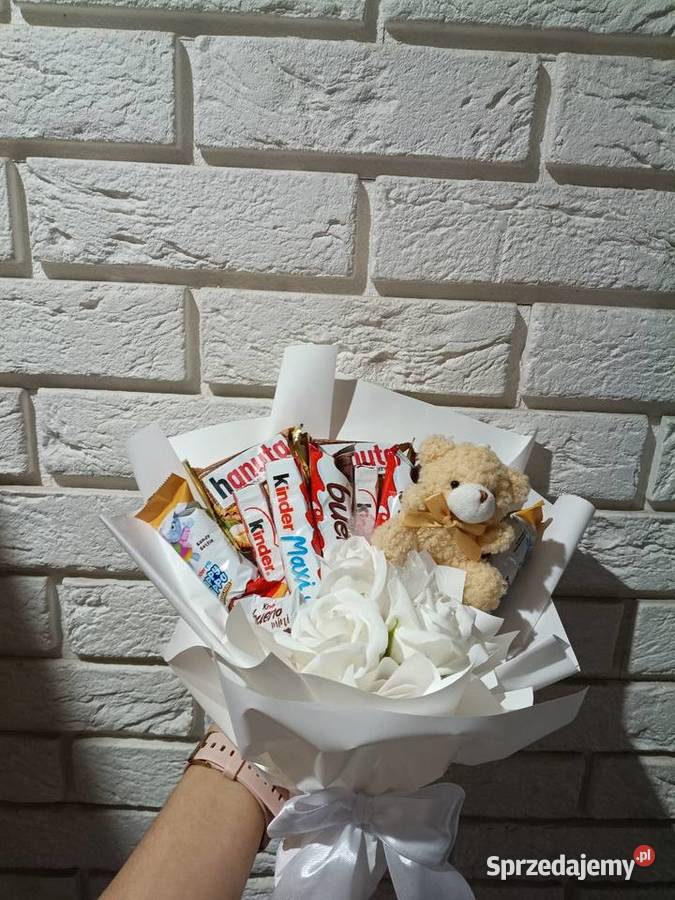 Słodki box Bukiet kinder z misiem Prezent na Konin