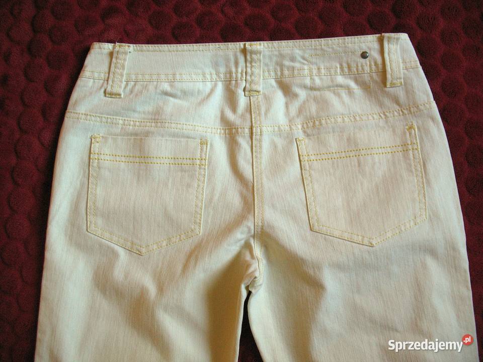 Spodnie damskie jeans 40 L biodra 98 Bermudy żółty/złoty Siedlce