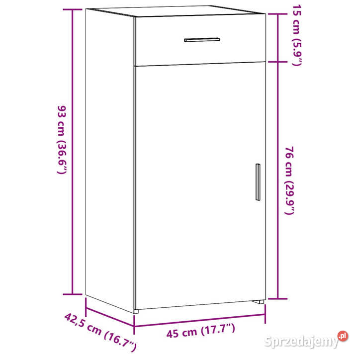 Szafka szary dąb sonoma 45x425x93 materiał mazowieckie Warszawa