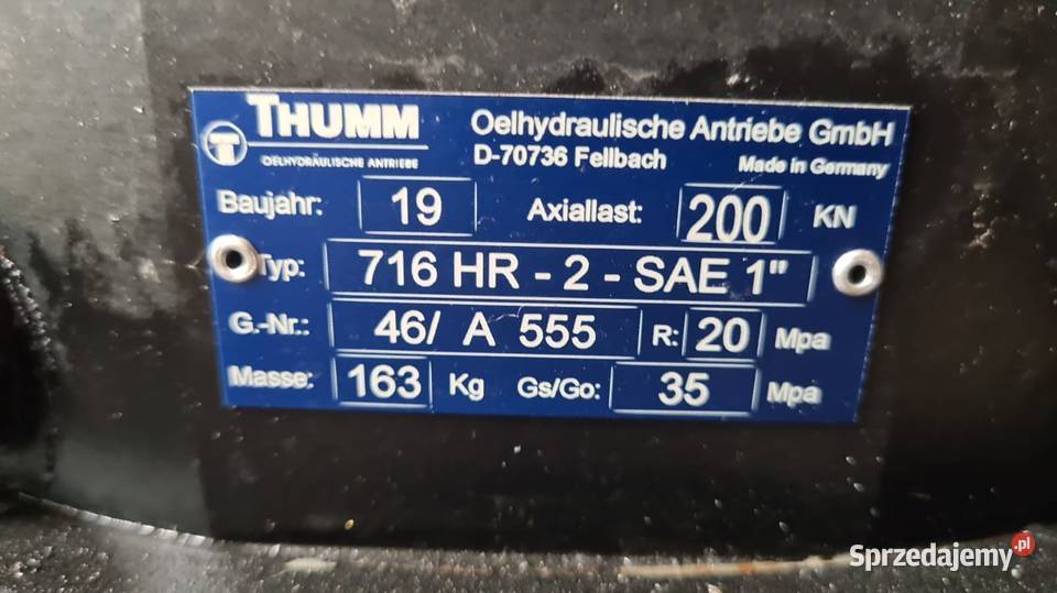 Rotator hydrauliczny THUMM 716 HR 2 SAE1 Gdańsk wyposażenie