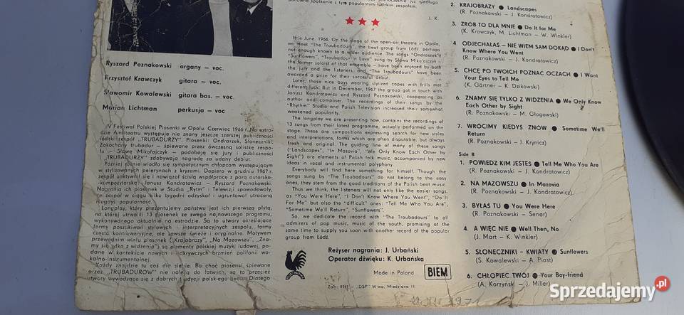 Trubadurzy Krajobrazywinyl vintage pamiątka PRL Tuszkowo