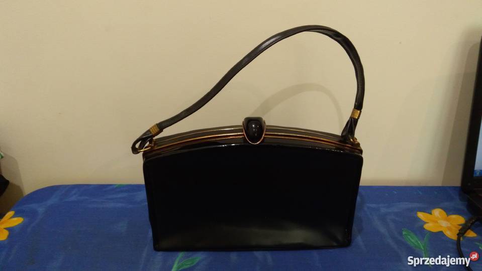 Czarna torebka na bigiel PRL Rawa Mazowiecka