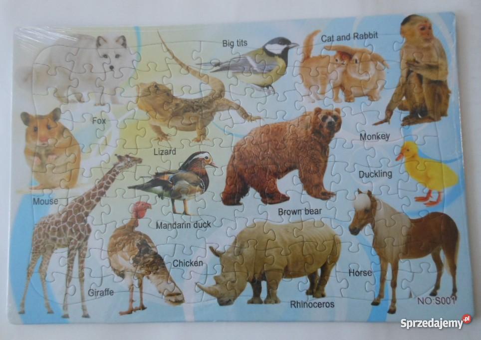 PUZZLE 42x28 ZWIERZĘTA minzebra tygryswilk pies Zabawki mazowieckie Bąkowiec