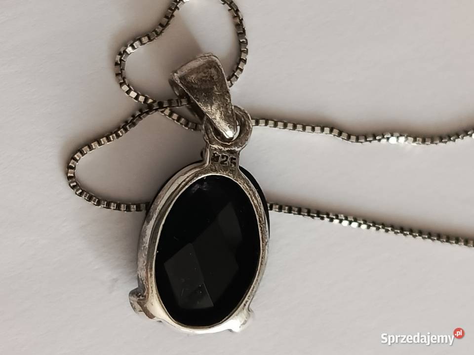 Naszyjnik czarny onyks cyrkonie