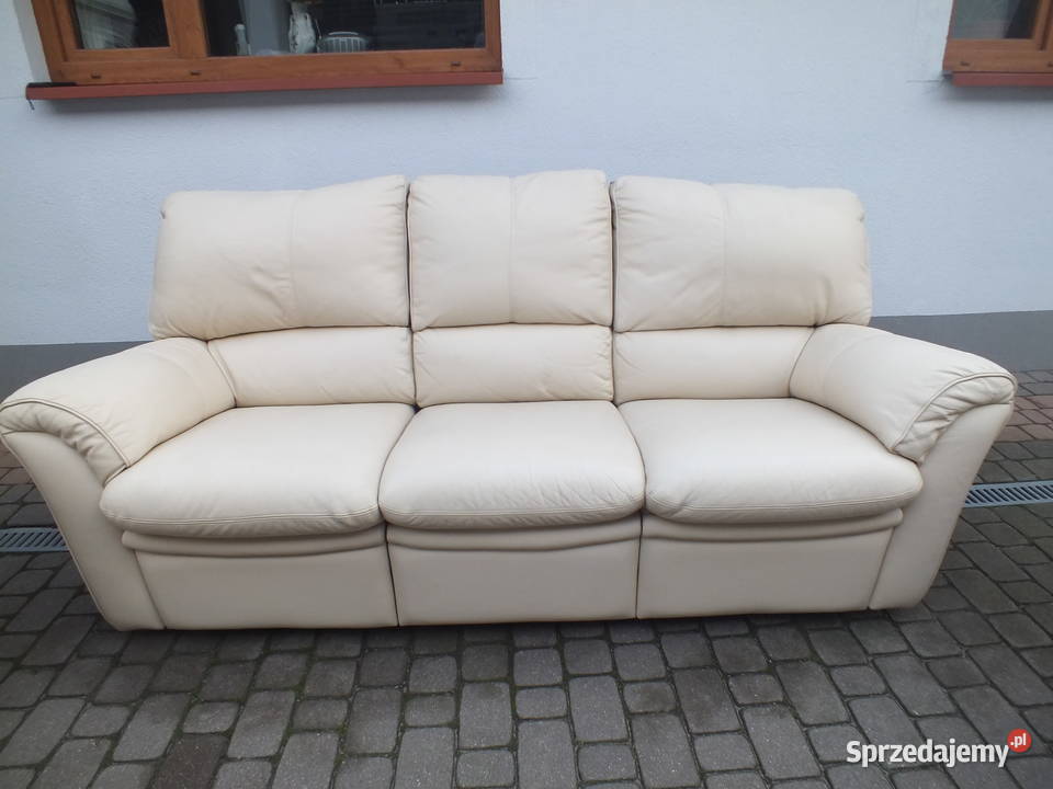 Zestaw kanap skórzanych 321 ecru 5x fukcja relax Komplety wypoczynkowe Firlej