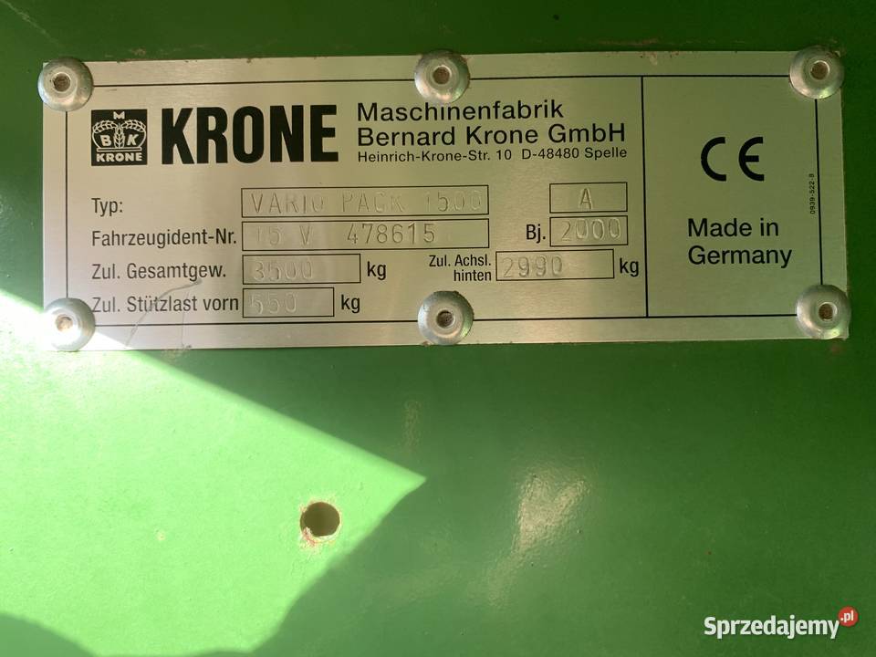 Prasa rolująca rolka KRONE Vario Pack 1500 Imielno