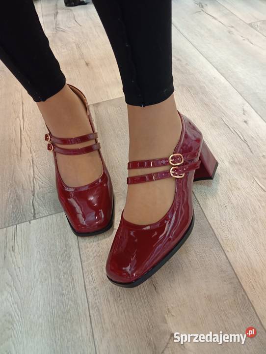 41 Bordowe czółenka wieczorowe z zapięciem Nowe Kraków sprzedam