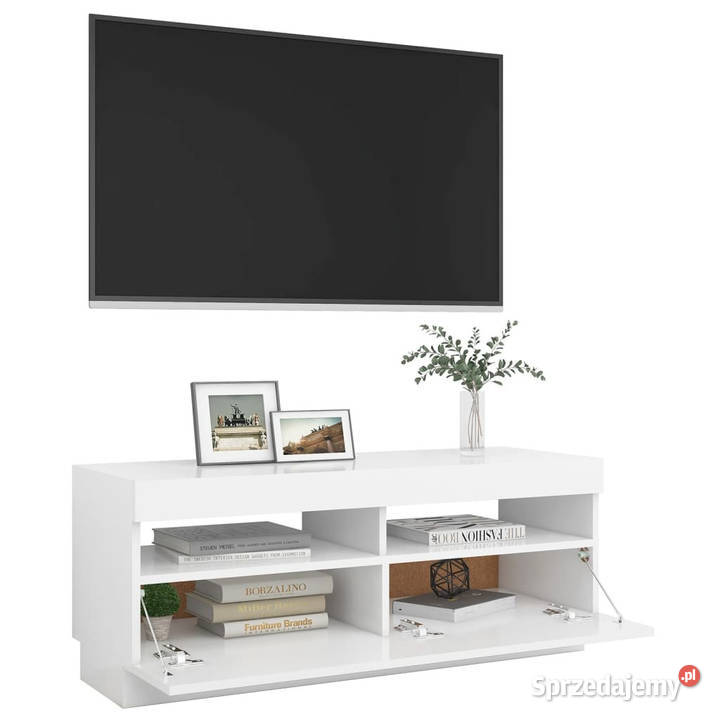 Szafka pod TV z oświetleniem LED biała 100x35x40 Warszawa