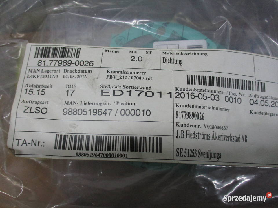 Uszczelka palnika Airtronic Man 81779890026 ciężarowe Mogilno