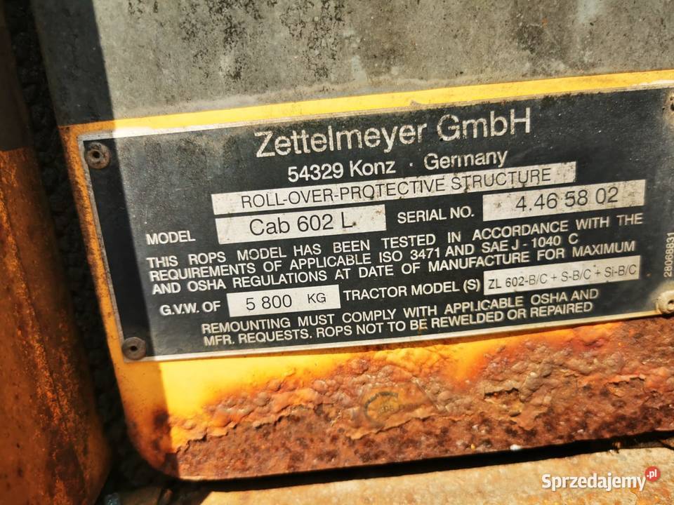 Zettelmeyer 602 C 1997rPartsCzęści Wilkowo