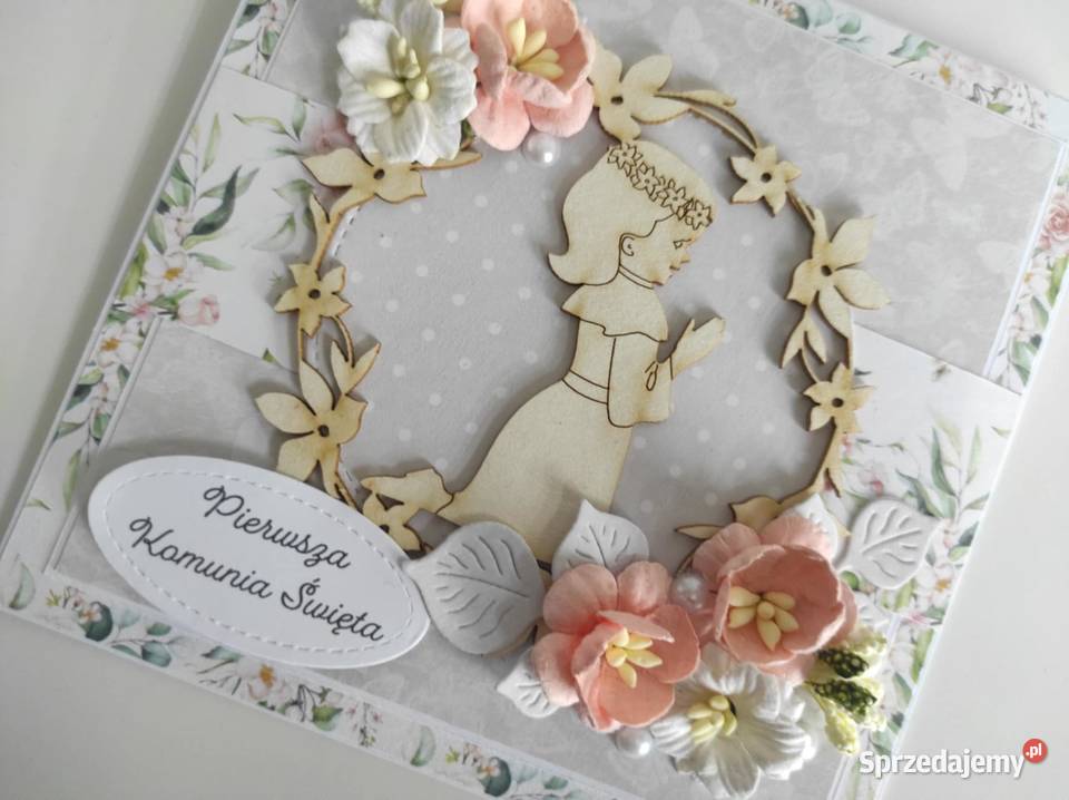 Kartka w pudełku ręcznie robiona na Komunię łódzkie Łódź