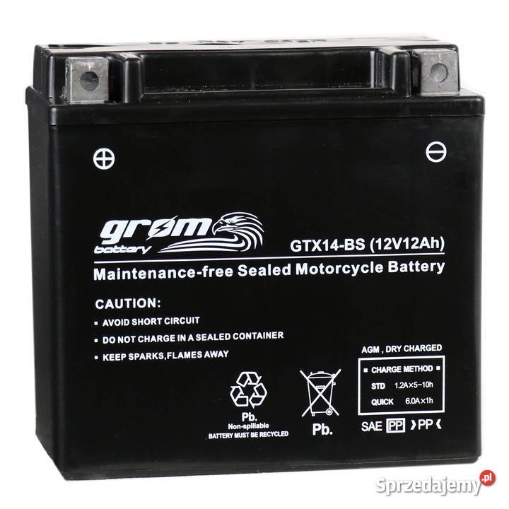 Akumulator motocyklowy GROM GTX14BS 12V 12Ah Szczecin