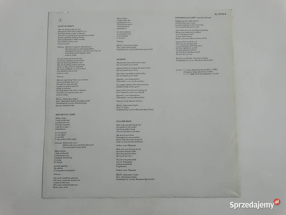 STANISŁAW SOJKA Vinyl LP RCA 1986 Stan Wydanie Biłgoraj