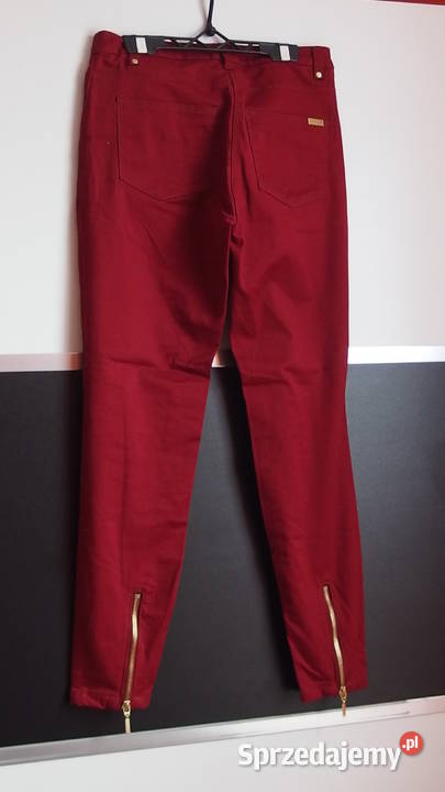 burgundowe spodnie rurki HM xs 34 złote zamki H&M kujawsko-pomorskie