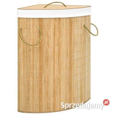vidaXL Bambusowy kosz na pranie narożny 60
