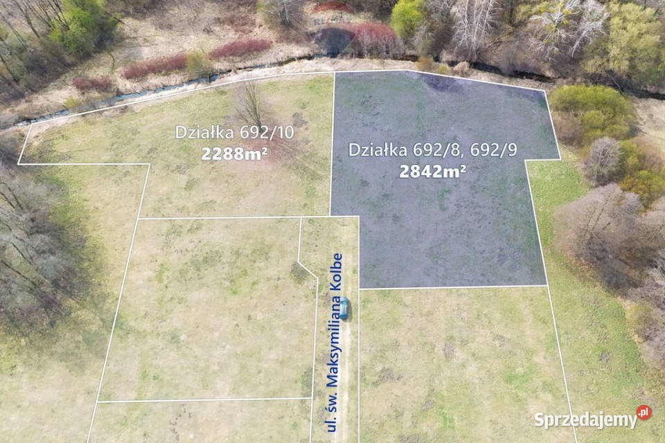 Działka rzeką pow 2842 m2 Budy Zosine WZ