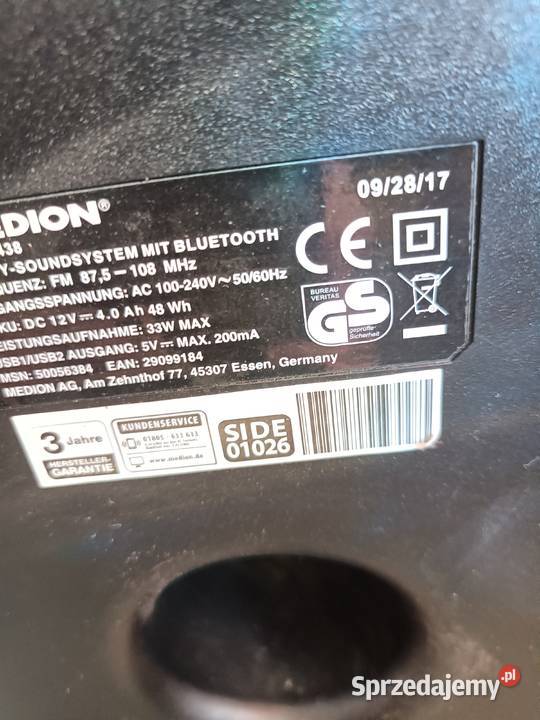 Głośnik imprezowy karaokeradio Bluetooth Medion Słuchawki i głośniki Lubartów