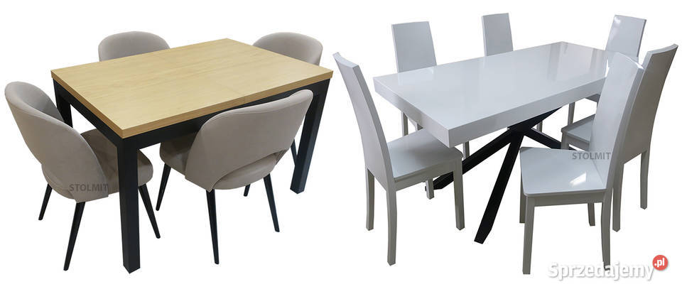 Stół biały połysk dwa wkłady 120x802x50 Kalwaria Zebrzydowska