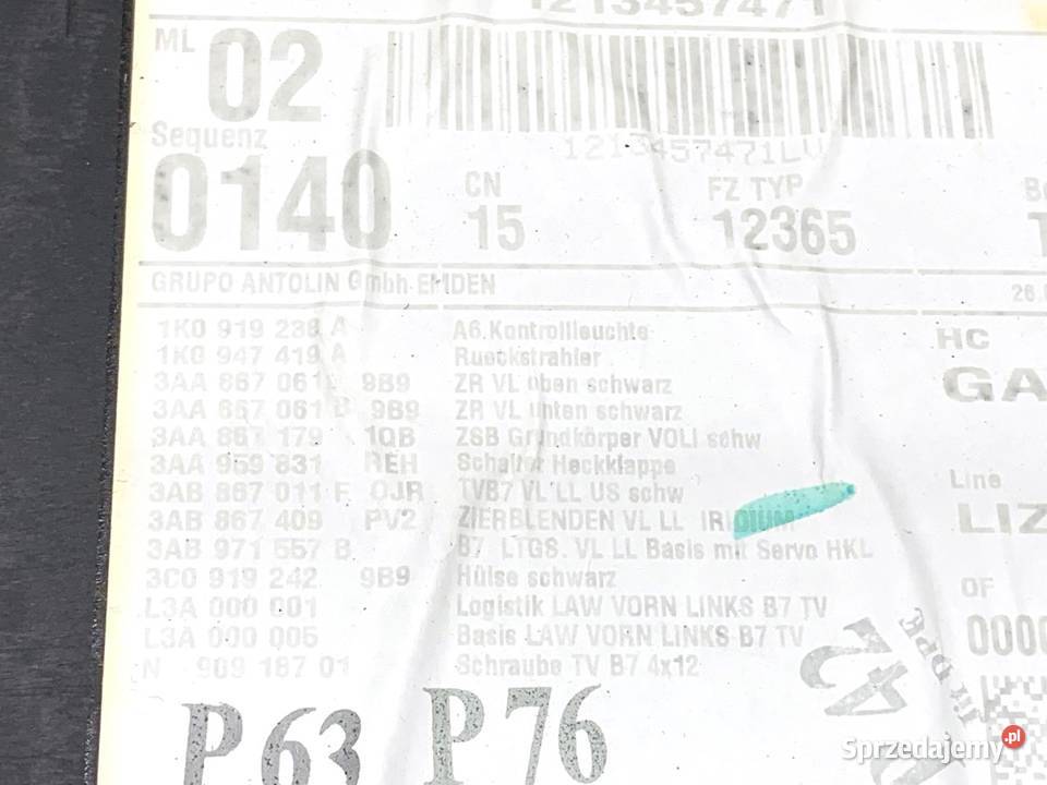 BOCZEK DRZWI LEWY PRZÓD VW PASSAT B7 Kombi 1015 sprzedam