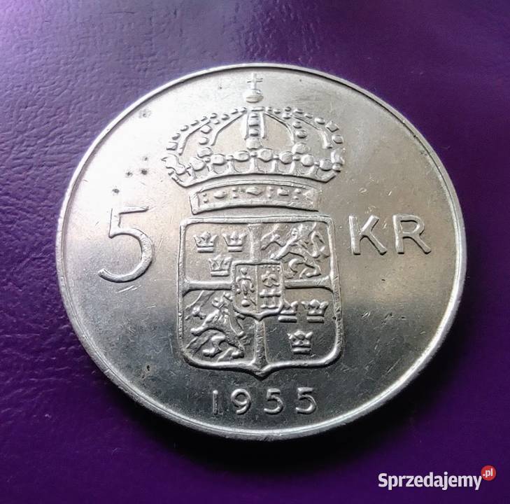 Moneta 5 KORON 1955 TS SZWECJA Srebro Piękna Numizmatyka sprzedam