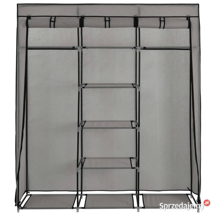 Szafa z przegrodami i drążkami szara 150x45x175
