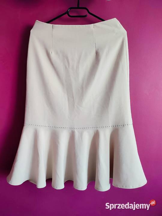 Elegancka Kremowa Spódnica Midi Styl Syrenkowy podlaskie Suwałki