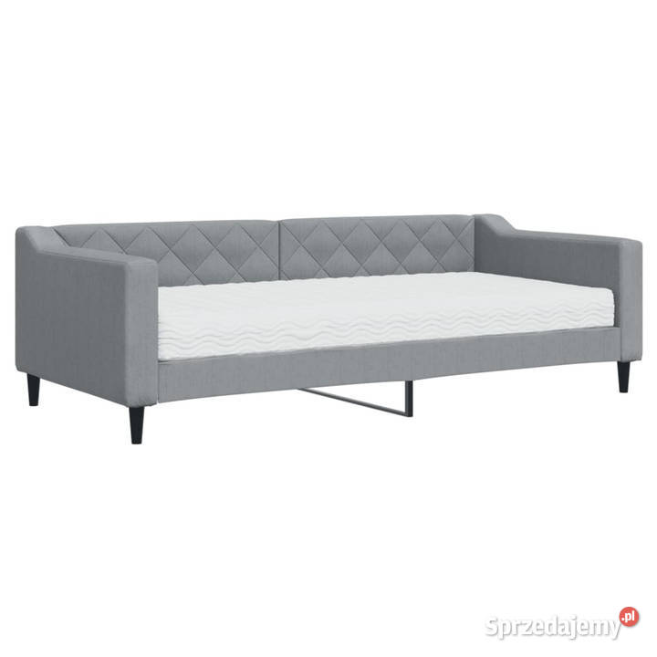 Sofa z materacem do spania jasnoszara tkanina Dom i Ogród Warszawa