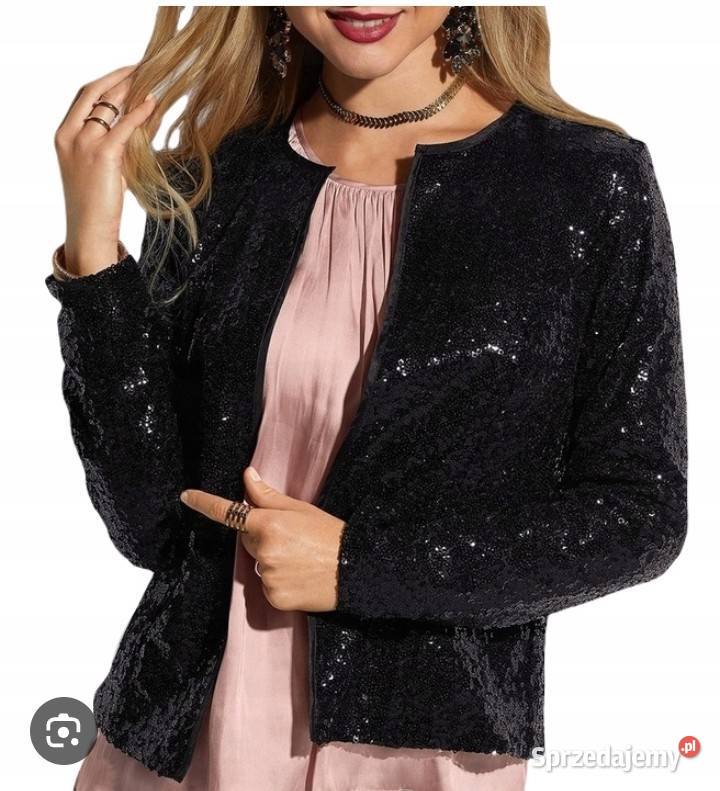 Czarna narzutka żakiet elegancka cekiny cekinowa Sosnowiec