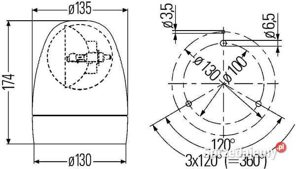 Lampa błyskowa halogenowa obrotowa 24V Rolnictwo Kamionna