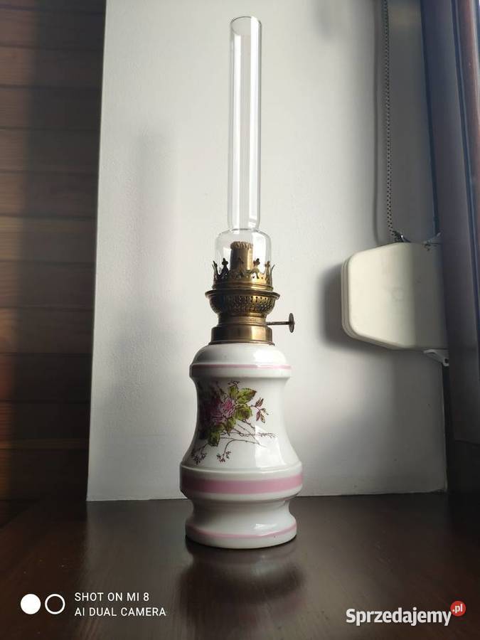 Stara francuska porcelanowa lampa naftowa 35 Kraków