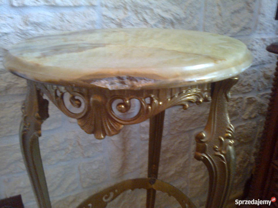 Stolik kwietnik z mosiądzu i onyxu Poznań