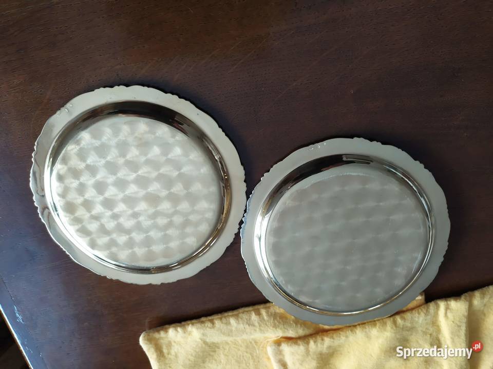 Dwa srebrne talerze pozłacane 24 karatowym Kraków