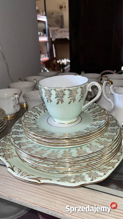 Patera Addereley England Zielona Porcelana i szkło Gdańsk