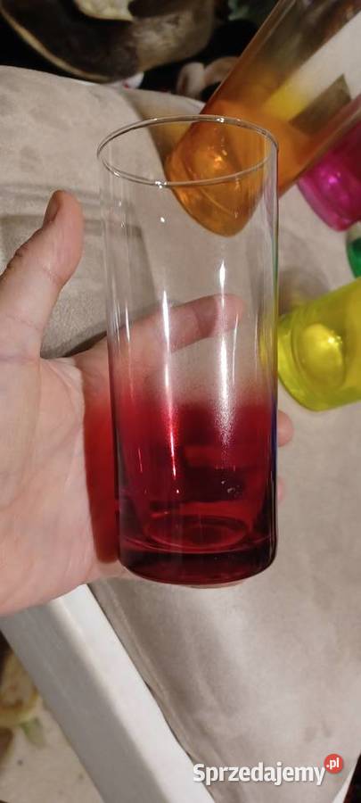 szklanki z lat 8090 tych szkło z efektem wielokolorowy Poznań